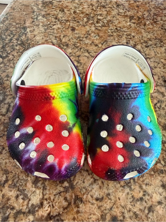 CROCS Other - Toddler CROCS, Rainbow Tie-Dye Slip-On Clogs - White Insole, Sz 2/3